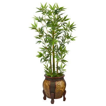 4.5' Bamboo Palm Artificial Tree, Decorative Planter