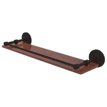 Que New 22" Solid Wood Shelf with Gallery Rail, Oil Rubbed Bronze