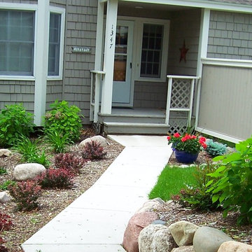 Front entries, sidewalks, paths and steps