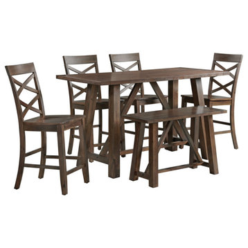 Picket House Furnishings Regan 6-Piece Counter Height Dining Set, Cherry