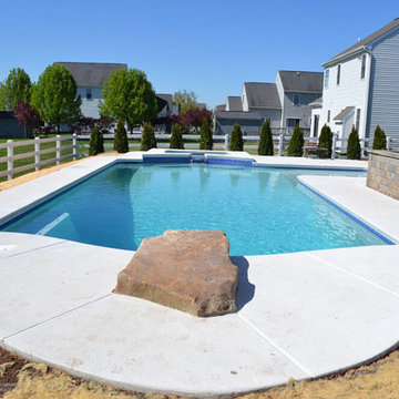 Geometric Pool with Diving Rock