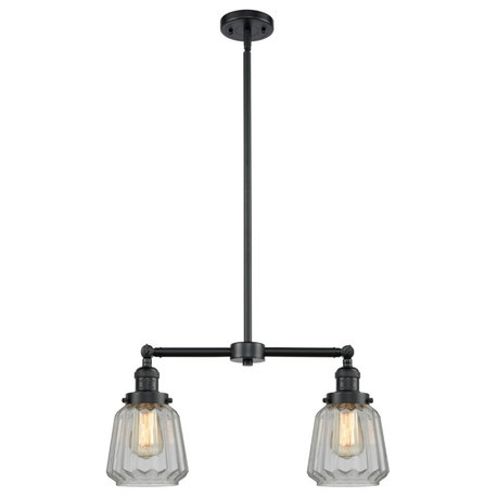 Small Bell 2-Light LED Chandelier, Oil Rubbed Bronze, Glass: Clear