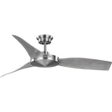 54" 3 Blade Outdoor Ceiling Fan, Brushed Nickel