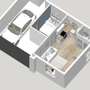 Garage redesigned into the Coastal studio in Florida