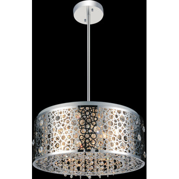 Bubbles 7 Light Drum Shade Chandelier With Chrome Finish