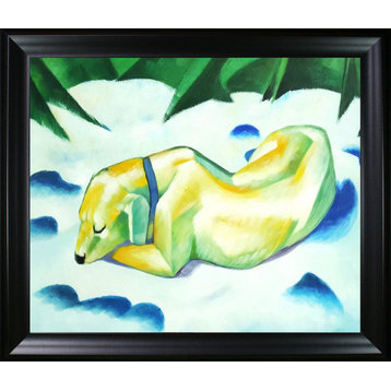 La Pastiche Dog Lying in the Snow with Black Matte Frame, 25" x 29"