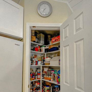 Pantry Storage Reveal Next to Refrigerator