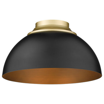 Zoey Flush Mount, Olympic Gold With Black