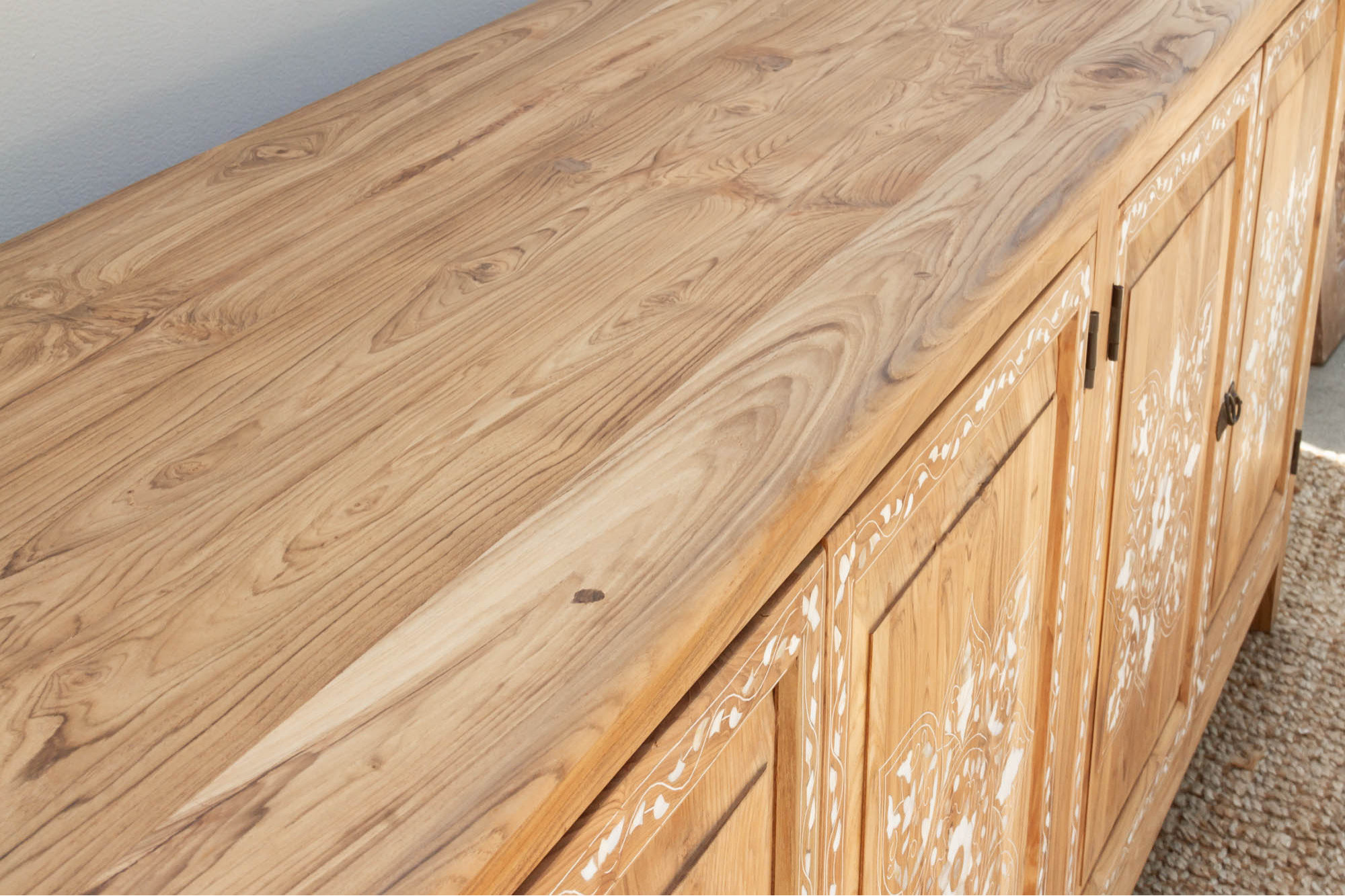 84" Long Damascus Mother Of Pearl Inlay Sideboard
