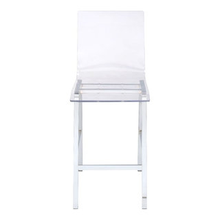 Acme Nadie Counter Height Chair Set of 2 Clear Acrylic and Chrome - Contemporary - Bar Stools 