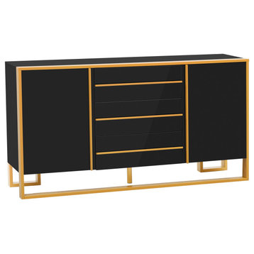 TATEUS 59" Sleek Functional Sideboard Large Storage Cabinets, Black