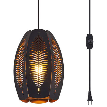 Pendant Light Cage Ceiling Lamp In Black And Gold