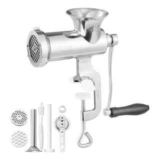 VEVOR Manual Meat Grinder All Parts Stainless Steel Hand Operated Meat Grinding Machine with Tabletop Clamp 2 Grinding Plates & Sausage Stuffer