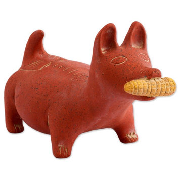 Handmade Colima Dog Ceramic Figurine, Mexico
