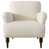 Roll Arm Chair With Turned Legs, Sheepskin Natural