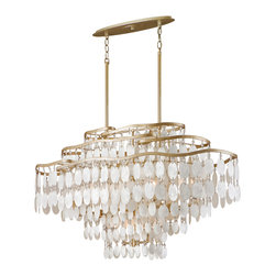 Dolce Capiz Shell and Crystal Oval Chandelier Pendant Kitchen Island Lighting - Chandeliers