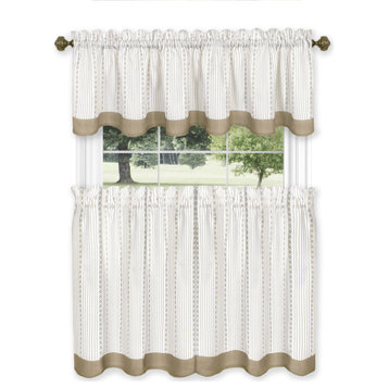 Westport Window Curtain Tier Pair and Valance Set, 58x36, Taupe