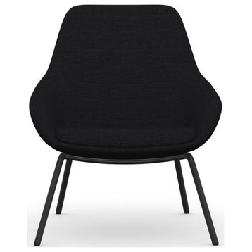 Bowery Hill 16" Modern Metal/Fabric Lounge Chair in Nightfall Black
