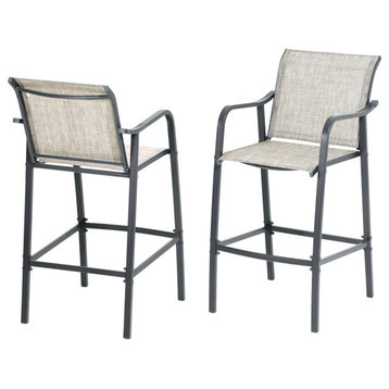 Set of 2 Outdoor bar stoolst Patio Bar Chair,patio furniture set, Gray&brown
