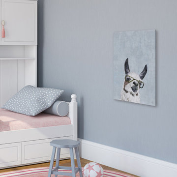 "Too Cool for a Llama" Painting Print on Wrapped Canvas