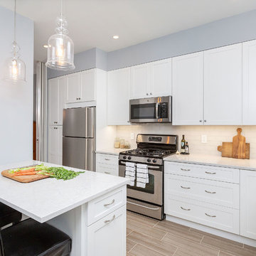 Clark Park, Philadelphia: Bright Kitchen with Shaker White Cabinets