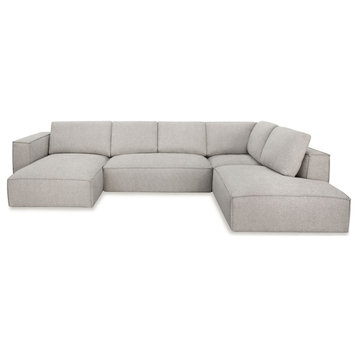Lulu Light Grey Fabric Modular Sectional Sofa With Left Facing Chaise