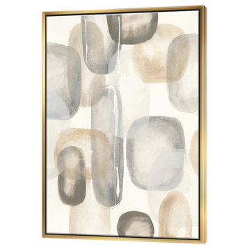 Designart Neutral Oval Gray Stones I Modern Glam Framed Artwork, Gold, 30x40