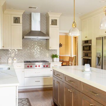 Contemporary Gold & White Kitchen