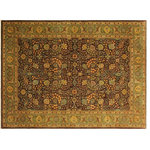 Bareens Designer Rugs - Turkish Knotted Istanbul Nadia Brown/ Green Wool Rug - 9'0'' x 11'9'' - Designed with a mesmerizing intricate traditional motif this glorious hand knotted rug is a masterpiece that will fill any space with sophistication and grace. An exhilarating color pallet with an elaborate design, this masterpiece features luxurious hand spun wool with all vegetable dyes to add comfort and style to your decor. The design, color and beautiful chromatic composition with a sheen in traditional and transitional designs, exude beauty, elegance and quality make this rug a masterpiece of its own.