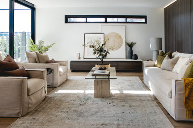 Mid-sized elegant living room photo in Brisbane