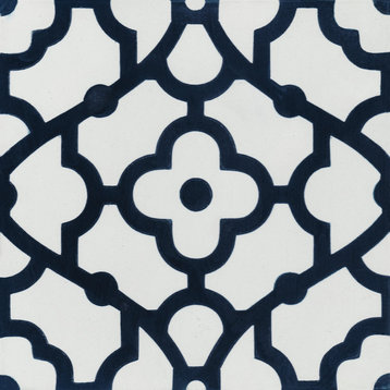 8"x8" Breeze Blue and White Cement Tiles, Set of 16