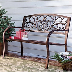 Blooming Garden Cast Aluminum Bench - Indoor Benches