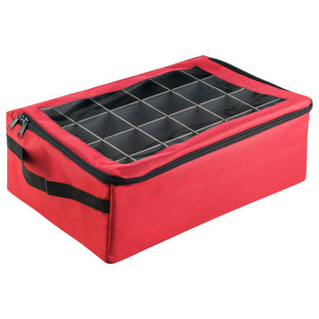 Ornament Storage Box Zippered Lid Organizer 48 Individual Compartments Dividers