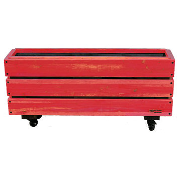 Patio Rolling Planter Prairie Style, Red