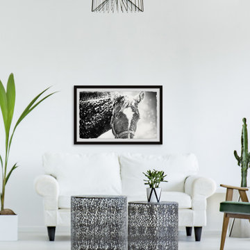 "White Horse Mask" Framed Painting Print