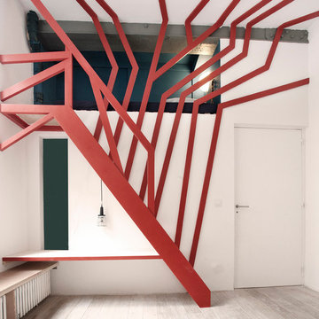 une mezzanine-arbre pour un enfant - a tree hut for a kid's bed
