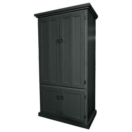 Rustic Two Tone Computer Armoire Desk, Iron Ore