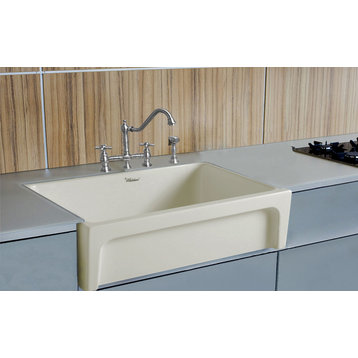 Fireclay 30" Reversible Sink With Elegant Beveled Front Apron On One Side
