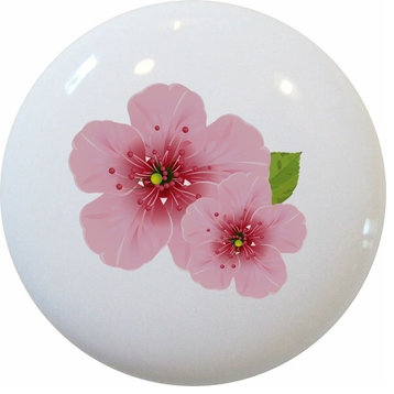Cherry Blossoms Floral Ceramic Knob