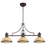 Elk Home - Chadwick 3-Light Island Light, Oiled Bronze And Amber - The Chadwick Collection Reflects The Beauty Of Hand-Turned Craftsmanship Inspired By Early 20Th Century Lighting And Antiques That Have Surpassed The Test Of Time. This Robust Collection Features Detailing Appropriate For Classic Or Transitional Decors. White Glass Compliments The Various Finish Options Including Polished Nickel, Satin Nickel, And Antique Copper. Amber Glass Enriches The Oiled Bronze Finish.