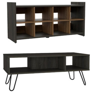 Home Square 2-Piece Set with Modern Shoe Rack and Coffee Table