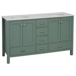 Kitchen Bath Collection - Horizon 60" Double Bathroom Vanity, Sage Green, Engineered White - The Horizon Bathroom Vanity is part of Element by Kitchen Bath Collection. Element offers budget friendly products with many of the same high end features that customers expect from our brand.