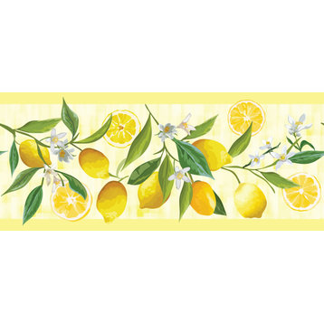 GB50121g8 Lemon Flower Peel and Stick Wallpaper Border 8in x 15ft Long