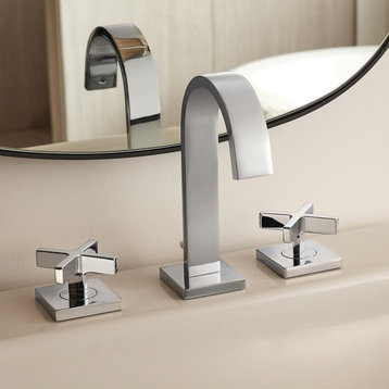 Speakman Lura Widespread Faucet With Cross Handles, Polished Chrome