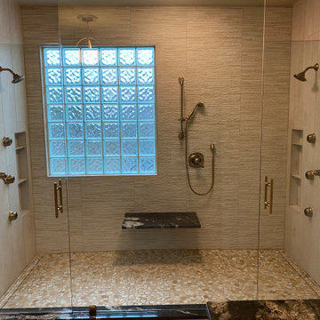 MASTER BATHROOM - Double Shower 12" x 48" Tile Linear drain