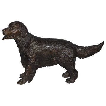 Golden Retriever dog bronze statue - Size: 26"L x 7"W x 16"H.