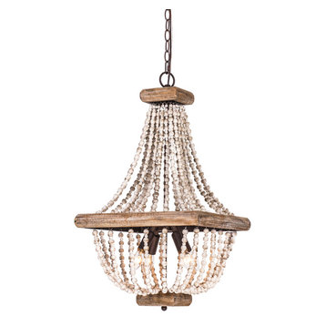 Boone Square 4-Light Metal Chandelier With Wood Beads