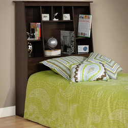 Prepac Slant-Back Tall Twin Bookcase Headboard in Espresso - Headboards