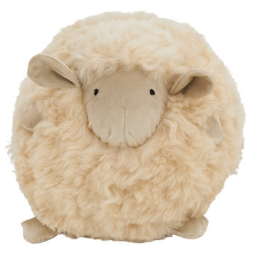 Wooly Wonder Baby Lamb Poly Filled Throw Pillow, Natural, 13"