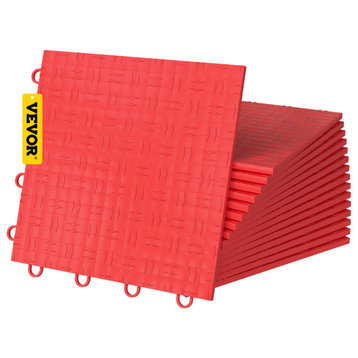 VEVOR 12"x12" Interlocking Garage Flooring Tiles, Red, 25 Sq. Ft.